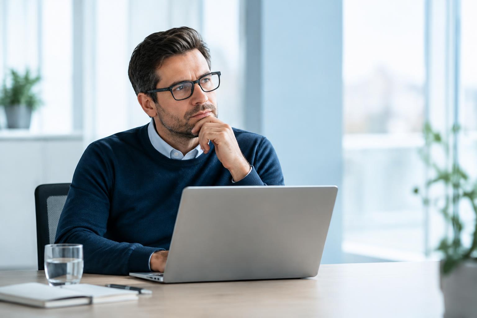 Leder der arbejder med forberedelsen ved sin computer